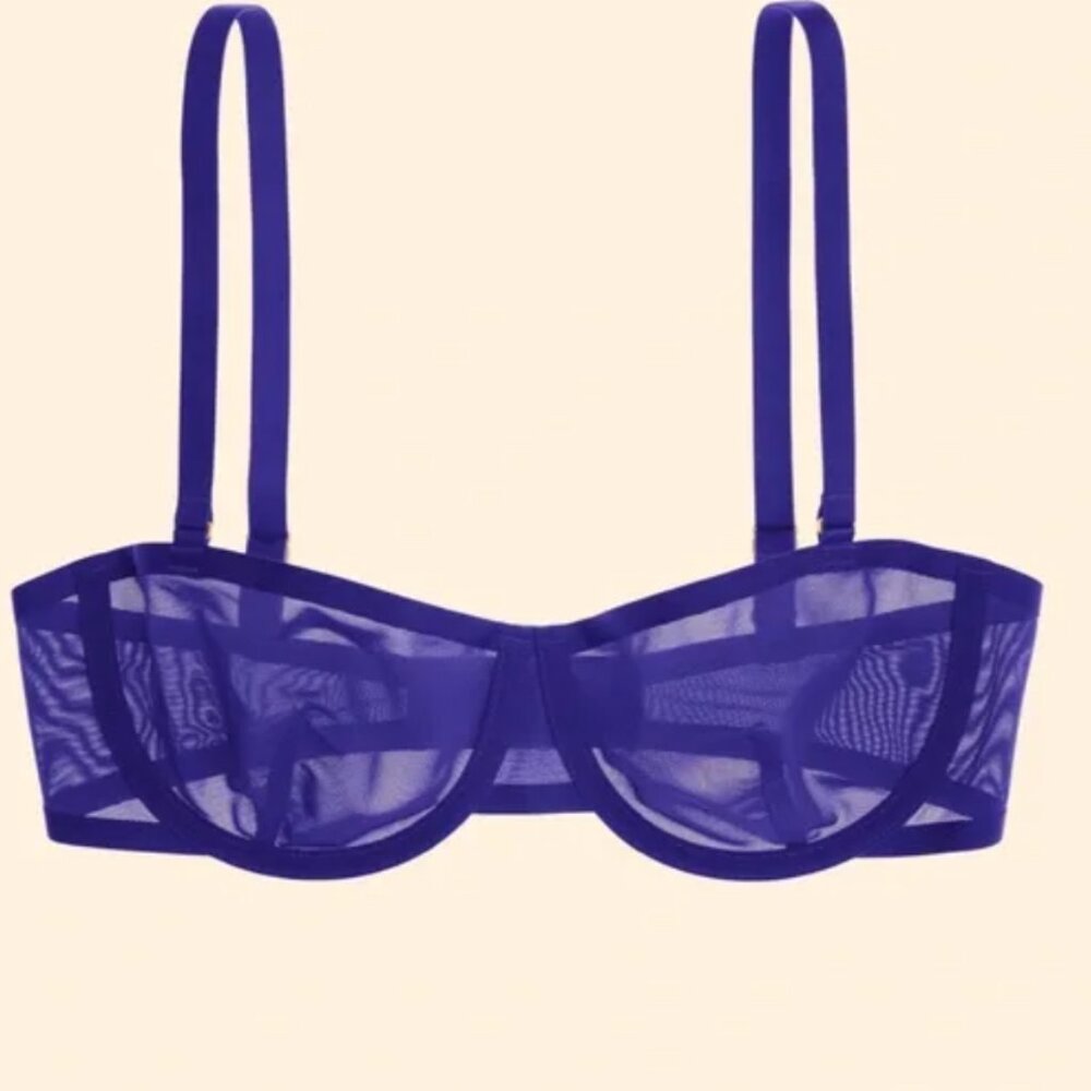 CUUP The Balconette Mesh Underwire Bra in Ultramarine Blue - Size 40F - Picture 1 of 13